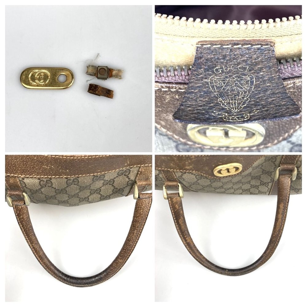 569120F V Gucci Boston Bag Mini Brown PVC - Picture 10 of 12